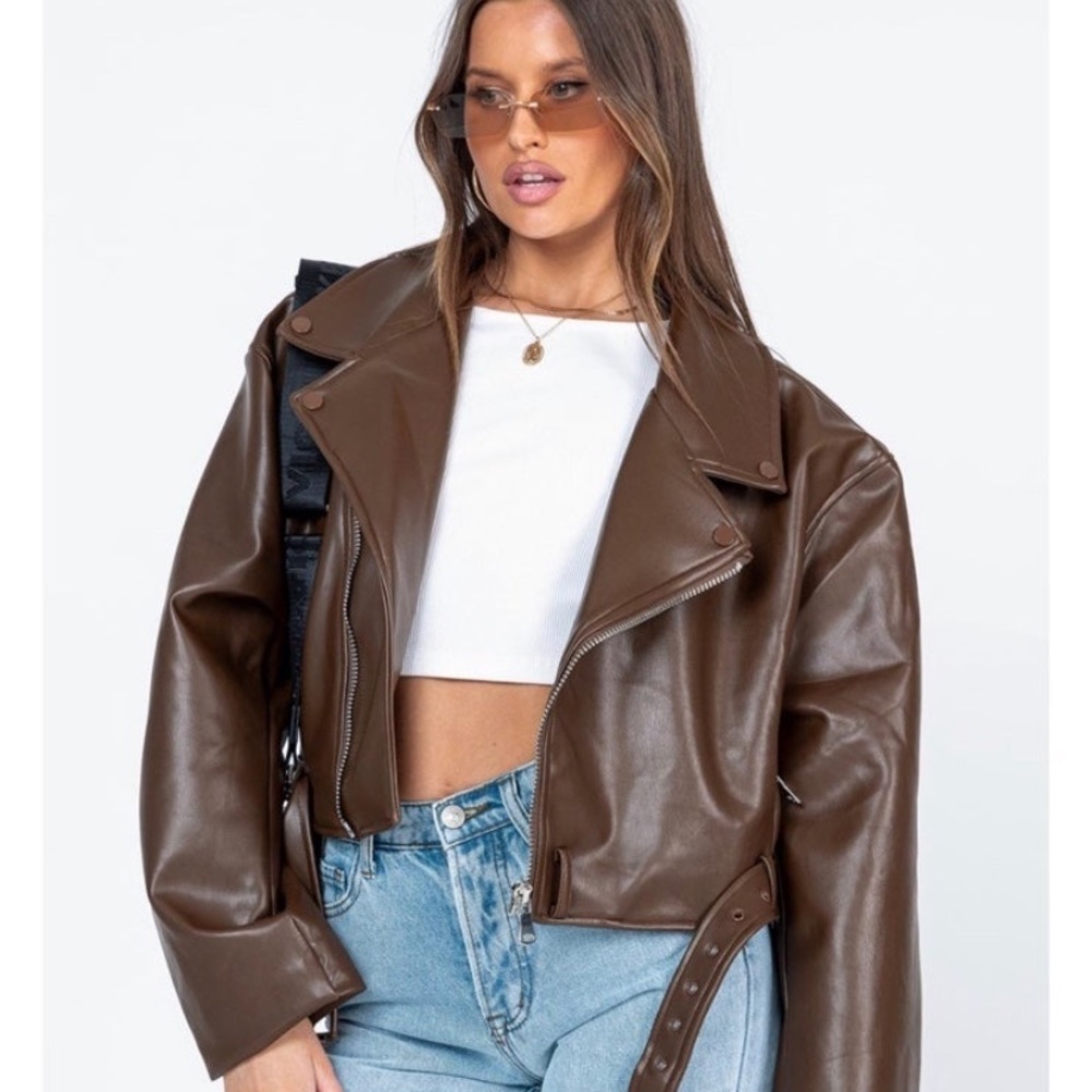 Oversized leather jacket